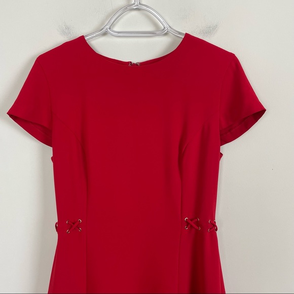Amanda Uprichard Mckenna Red Lace Up Flounce Hem Dress - Picture 3 of 10